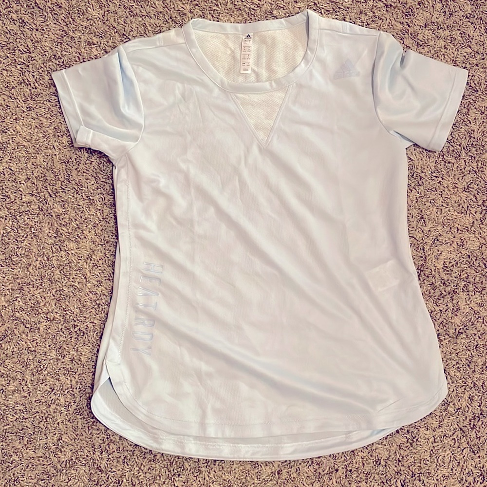 Adidas light blue running training tshirt.  Never worn